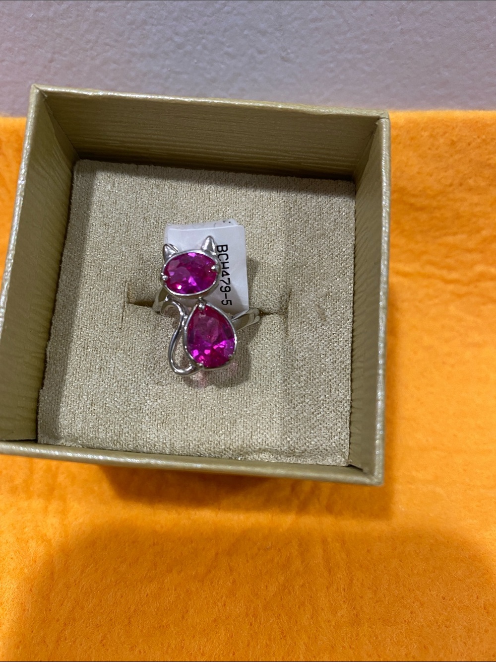 JTV pink Cat sapphire 925 Rhodium over silver  NWT
